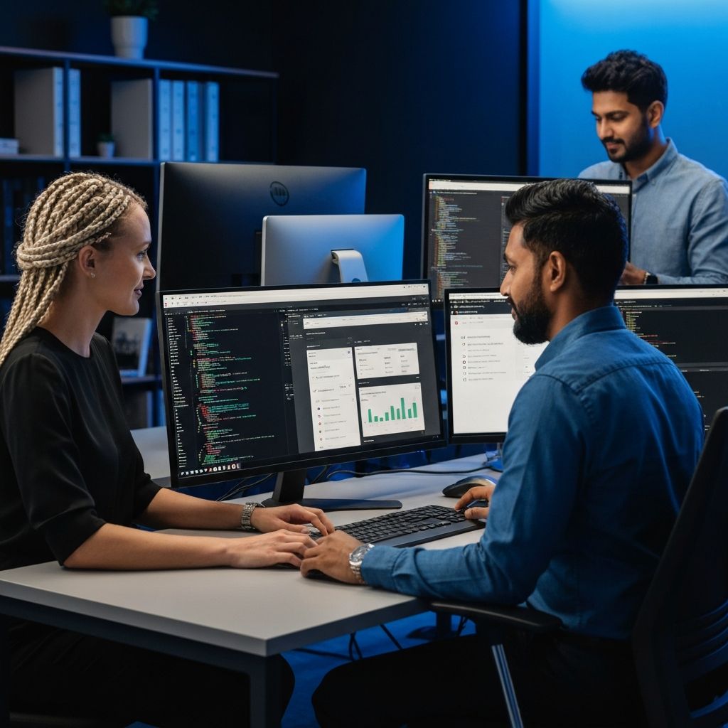 Team working on software development